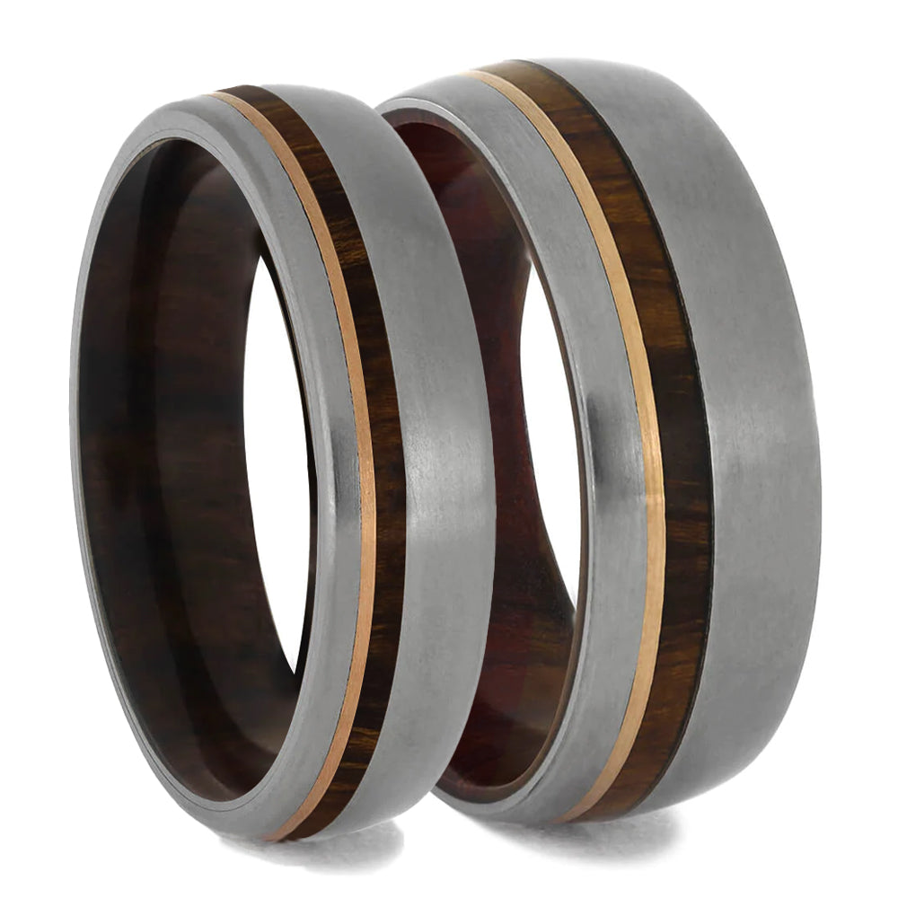 Couples Rings With Wood & Gold