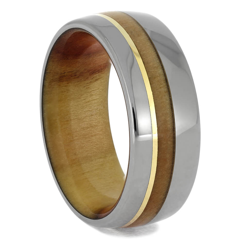 Titanium and Wood Wedding Band for Men