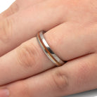 Women's Wood Ring Made With Flame Box Elder Burl, Titanium And Yellow Gold Ring-3456 - Jewelry by Johan