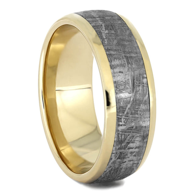 Solid Gold Meteorite Men's Wedding Band, 7mm Ring - Jewelry by Johan