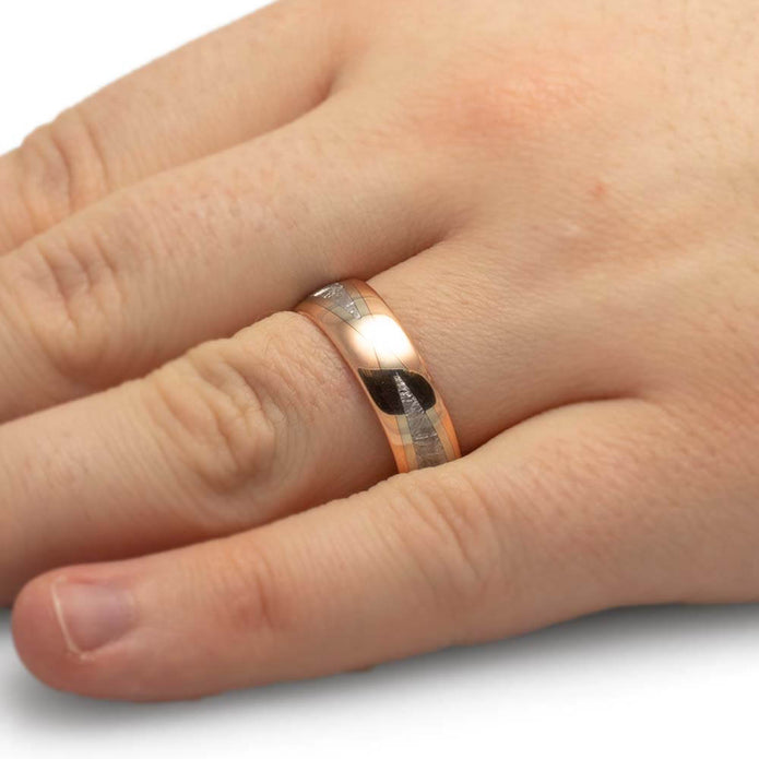 Men's Meteorite Wedding Band in Gold