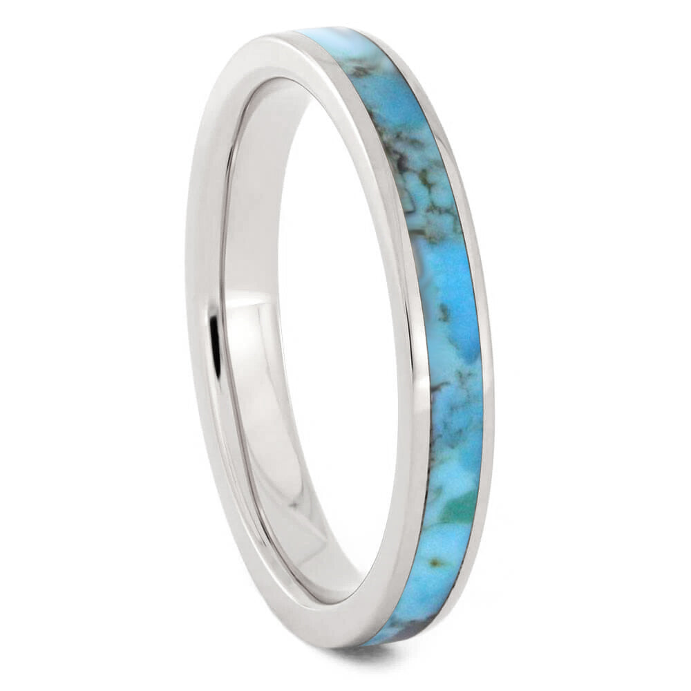 Turquoise Wedding Band For Women Made in Titanium-3505 - Jewelry by Johan