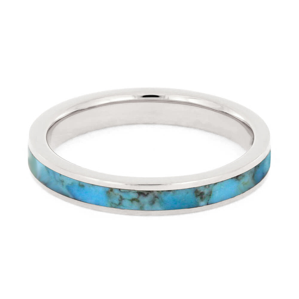 Turquoise Wedding Band For Women Made in Titanium-3505 - Jewelry by Johan