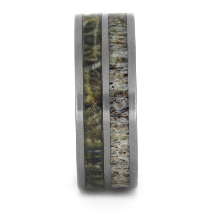 Camo Wedding Ring with Deer Antler Inlay