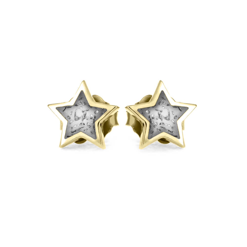Stardust Stud Earrings In 10k Yellow Gold, Multiple Colors - White