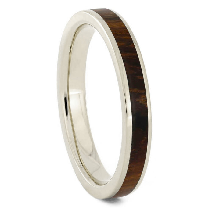 Thin Ironwood Ring, White Gold Band For Women