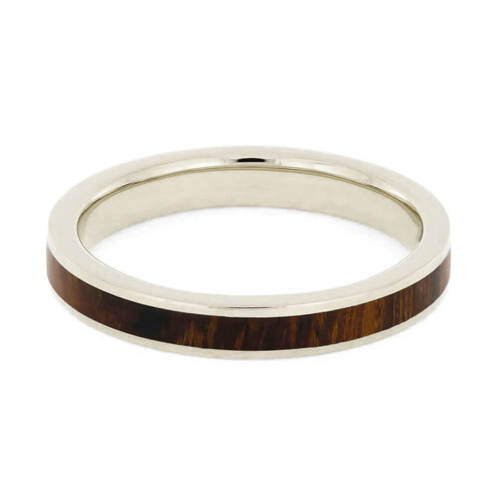 Thin Ironwood Ring, White Gold Band For Women