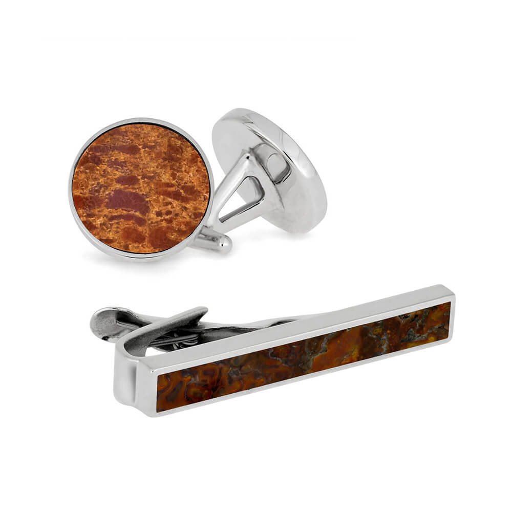 Bad to the Dino Bone Gift Set with Sterling Silver Tie Clip and Cuff Links-3547 - Jewelry by Johan