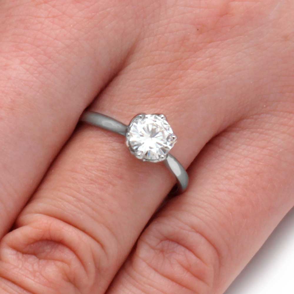 Moissanite Engagement Ring With A Flower Setting-3506 - Jewelry by Johan