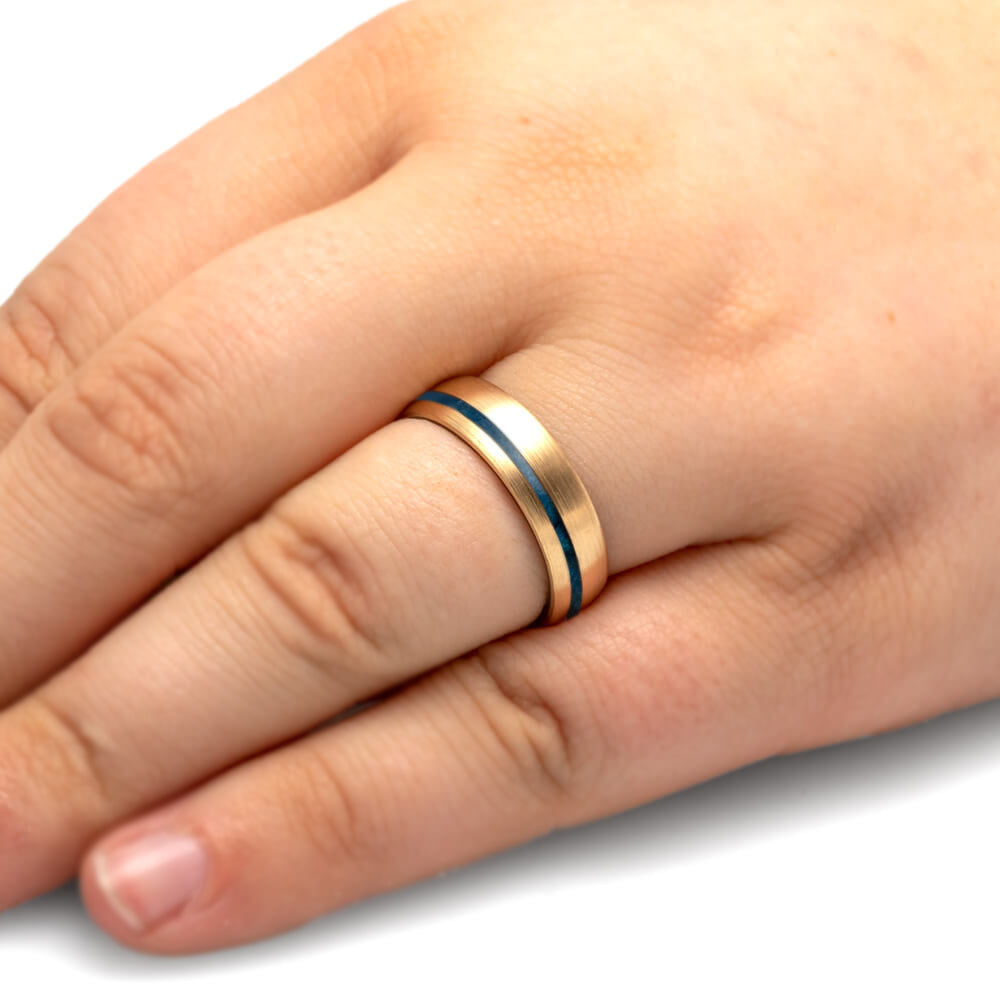 Wood Wedding Band With Brushed Gold Finish - JBJ