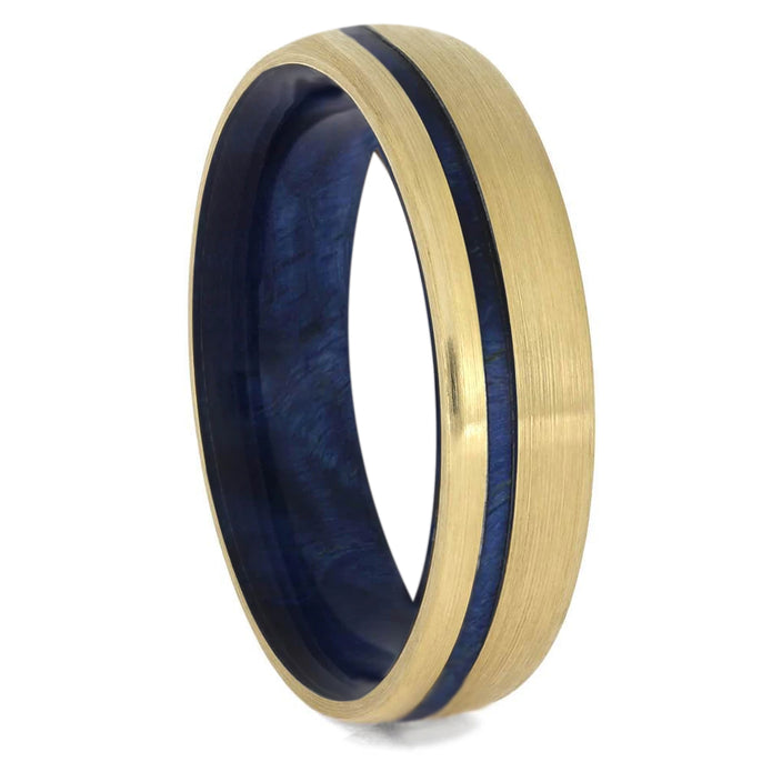 Wood Wedding Band With Brushed Gold Finish - JBJ