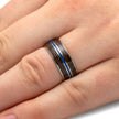 Crushed Dinosaur Bone Wedding Band with Blue Enamel-3600 - Jewelry by Johan