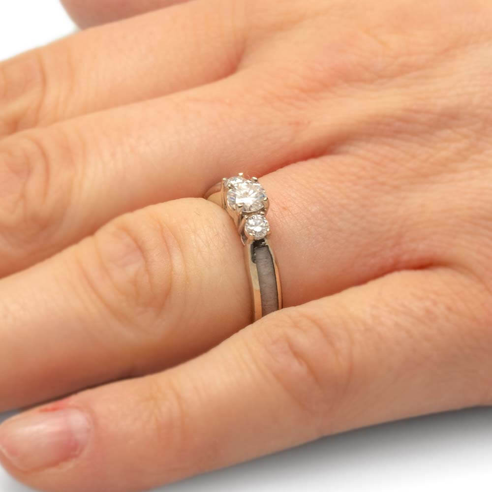 Deer Antler Engagement Ring with Three Stones