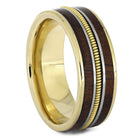 Guitar String Ring, Koa Wood Band With Solid Gold Sleeve - Jewelry by Johan