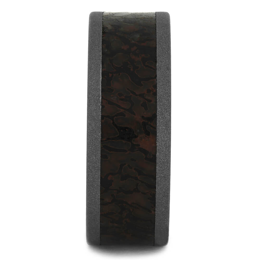 Men's Wedding Band with Dinosaur Bone and Sandblasted Finish-3626 - Jewelry by Johan