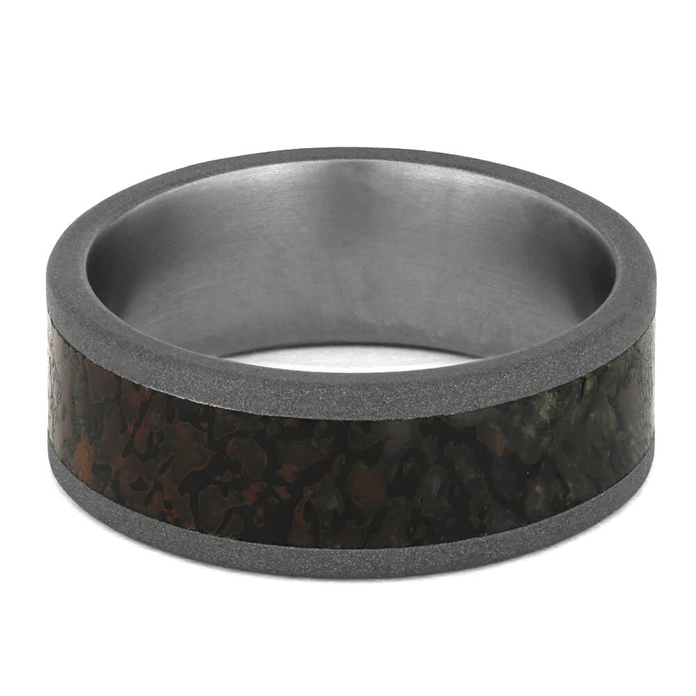 Men's Wedding Band with Dinosaur Bone and Sandblasted Finish-3626 - Jewelry by Johan