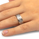 Brushed Titanium Men's Wedding Band With Gibeon Meteorite-3631 - Jewelry by Johan