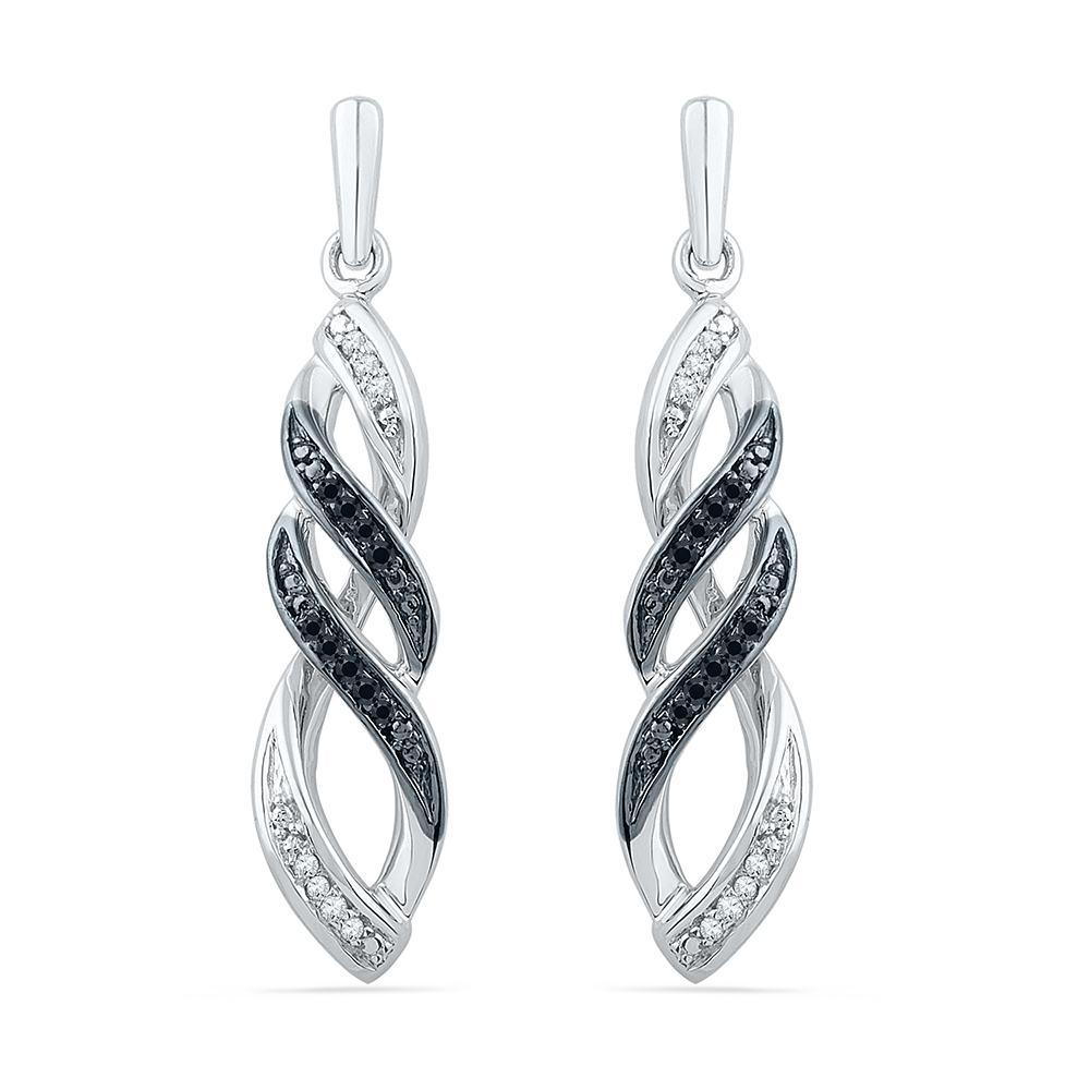 Black & White Diamond Dangle Earrings-SHEF072935CAWBW - Jewelry by Johan