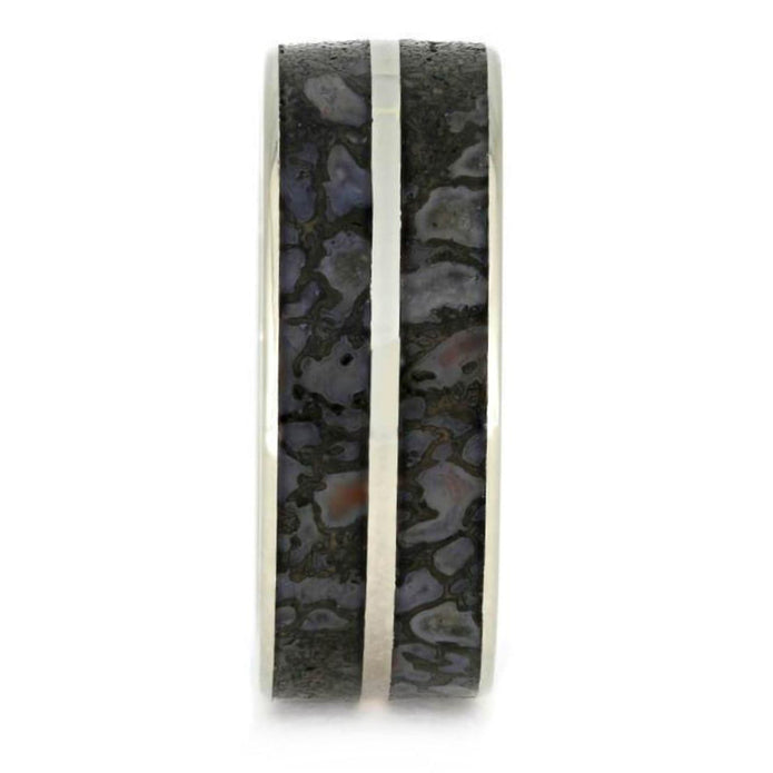 Dinosaur Bone Men's Wedding Band In Polished Gold