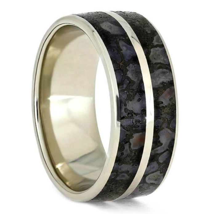 Dinosaur Bone Men's Wedding Band In Polished Gold