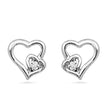 Diamond Heart Stud Earrings, Silver or White Gold-SHEF070654ATW - Jewelry by Johan