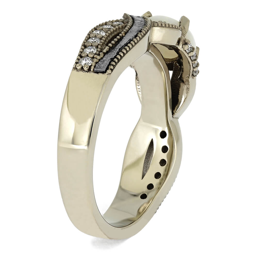 Meteorite and White Gold Engagement Rings