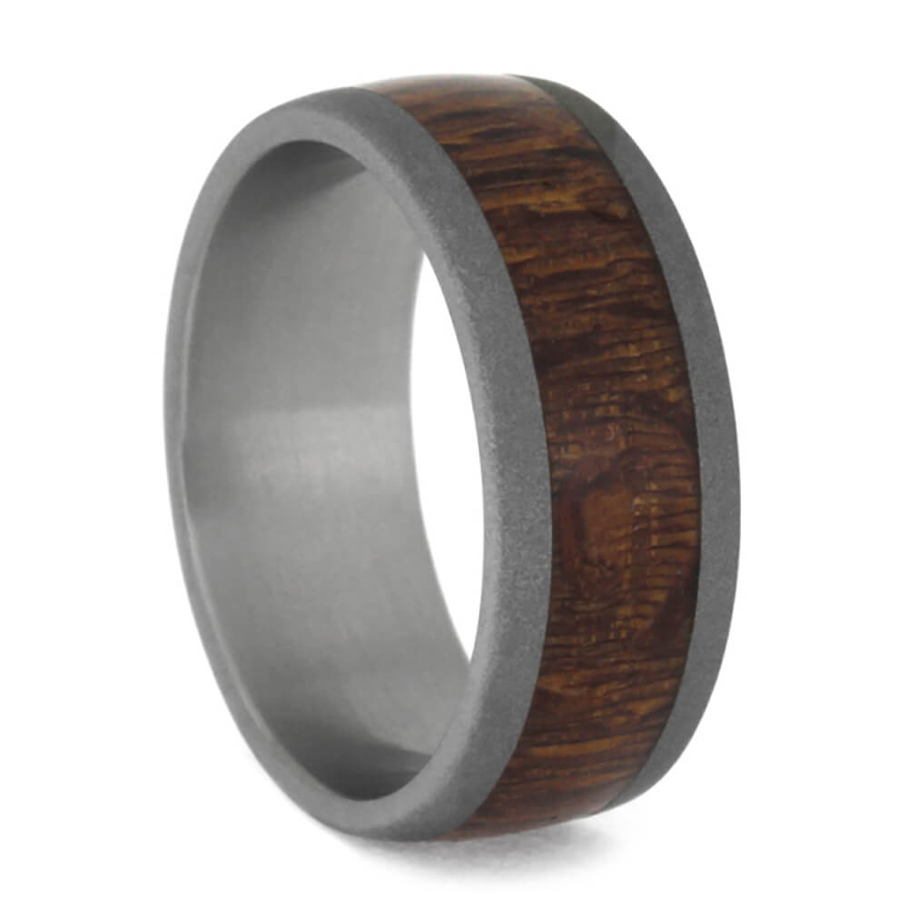 Leopard Wood Wedding Band, Sandblasted Titanium Ring-3702 - Jewelry by Johan