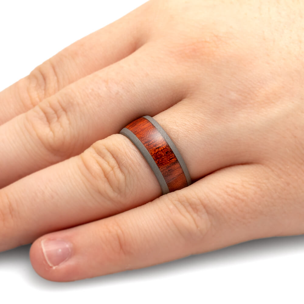 Leopard Wood Wedding Band, Sandblasted Titanium Ring-3702 - Jewelry by Johan