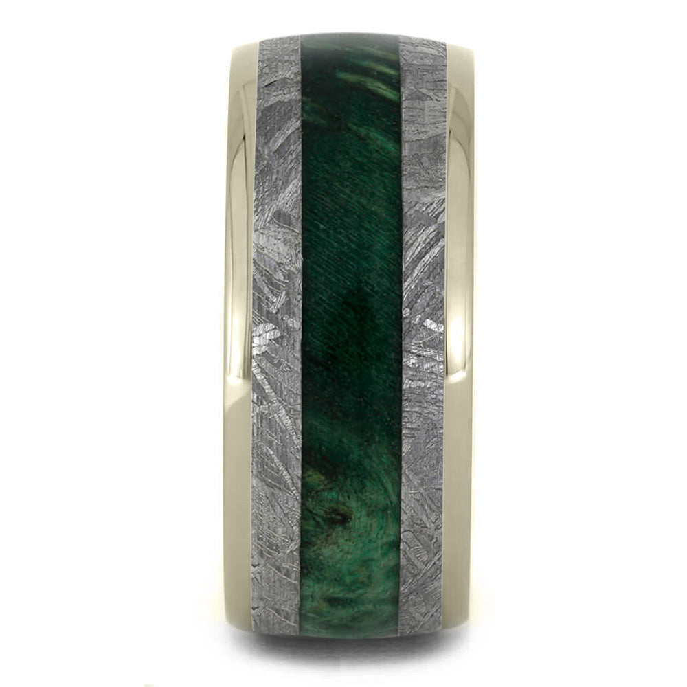 Meteorite & Green Wood Men's Wedding Band