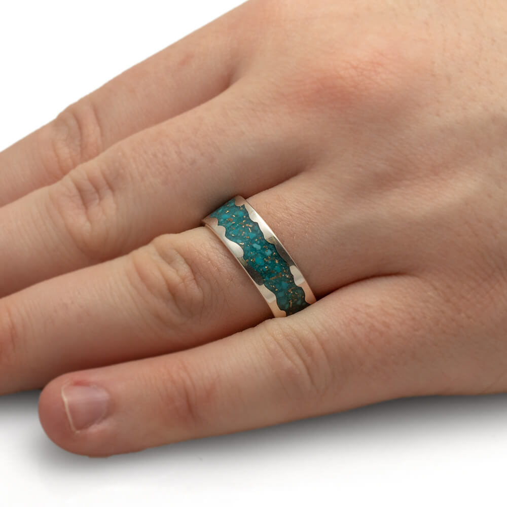Turquoise Wedding Band in Silver