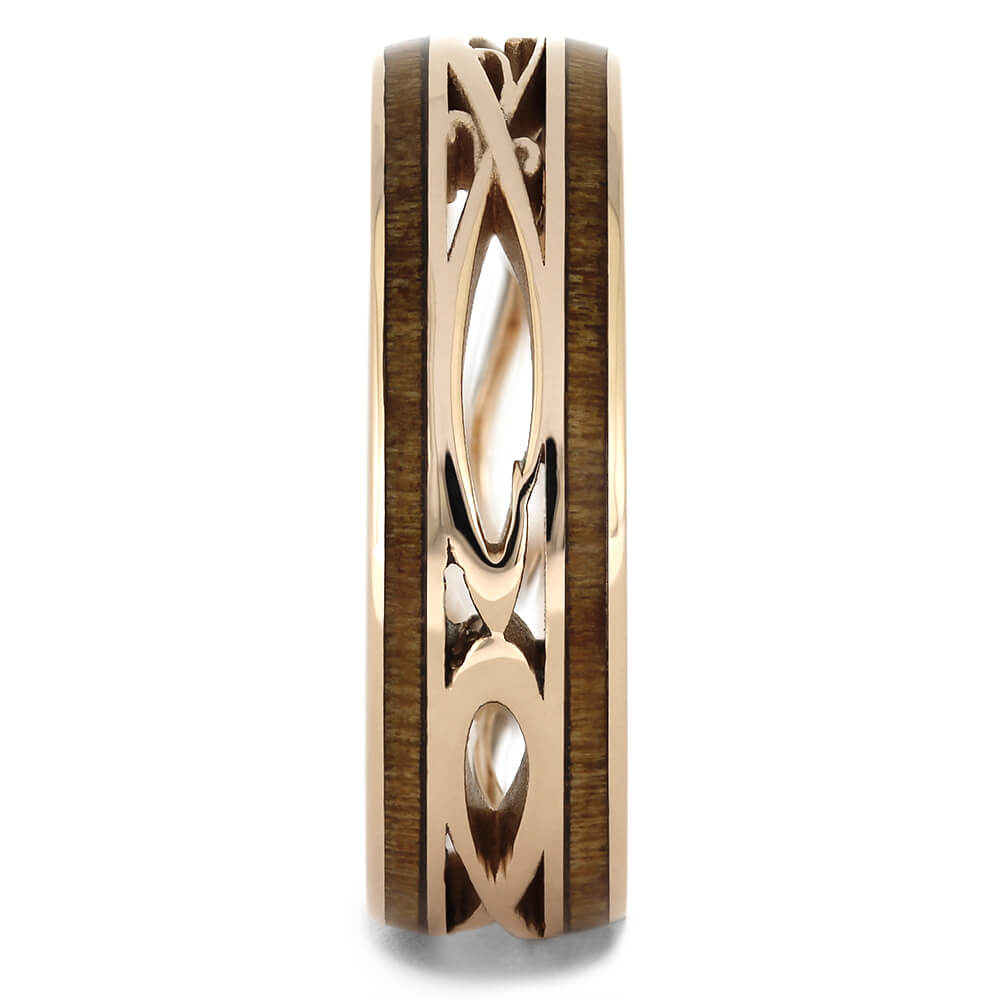 Rose Gold and Wood Wedding Bands