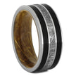 Whiskey Wood Men's Wedding Band With Jade & Meteorite - Jewelry by Johan
