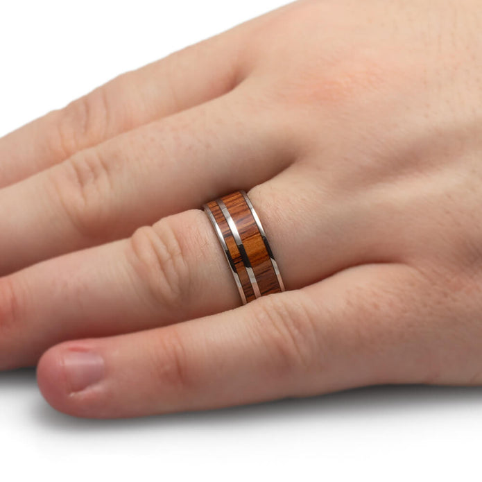 Wood Wedding Band with Pinstripe