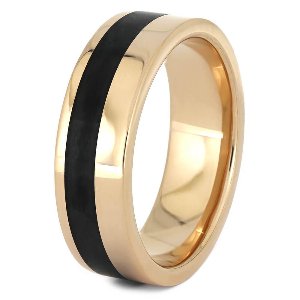 Black Obsidian Men's Wedding Band in Rose Gold-3729 - Jewelry by Johan