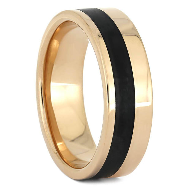 Black Obsidian Men's Wedding Band in Rose Gold-3729 - Jewelry by Johan