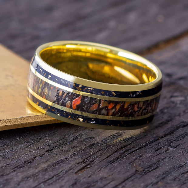 Yellow Gold Meteorite Ring
