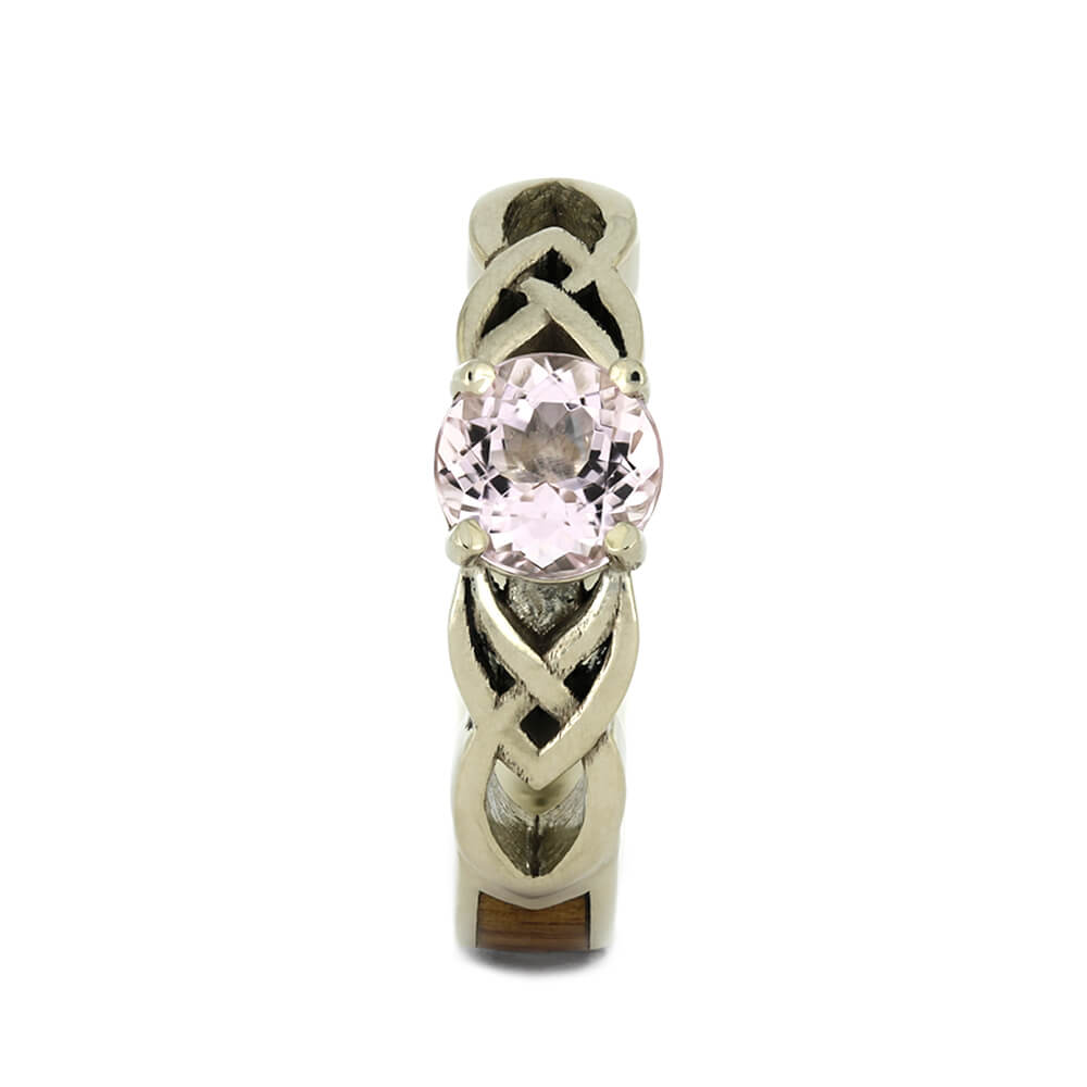 Morganite Engagement Ring in White Gold, Honduran Rosewood Inlay-3752 - Jewelry by Johan
