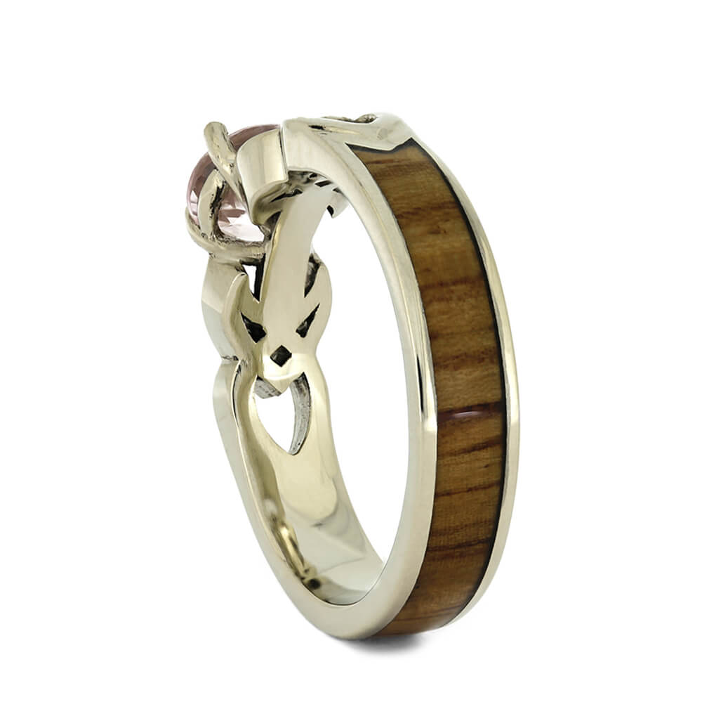 Morganite Engagement Ring in White Gold, Honduran Rosewood Inlay-3752 - Jewelry by Johan