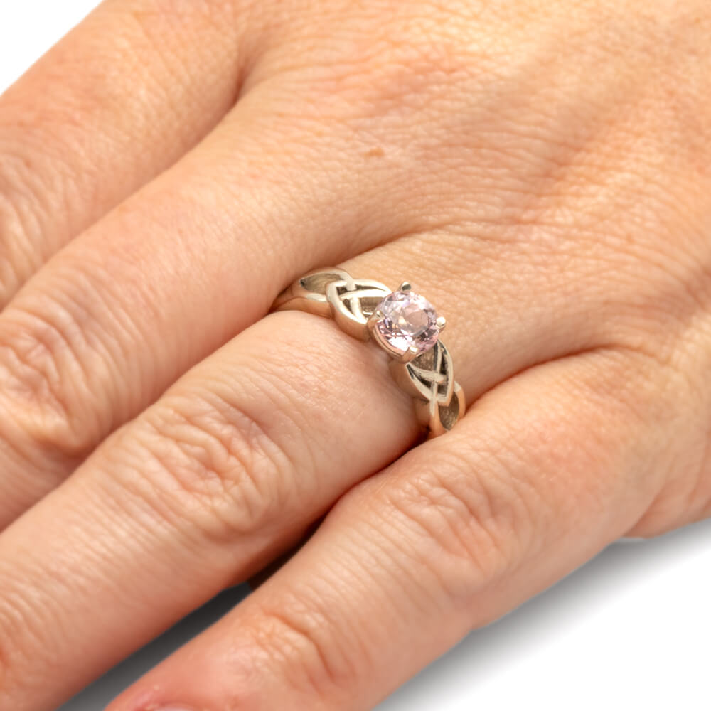 Morganite Engagement Ring in White Gold, Honduran Rosewood Inlay-3752 - Jewelry by Johan