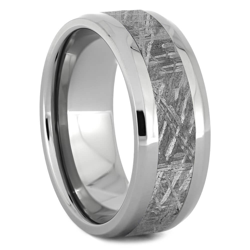 Gibeon Meteorite Wedding Band With Beveled Edges - Jewelry by Johan