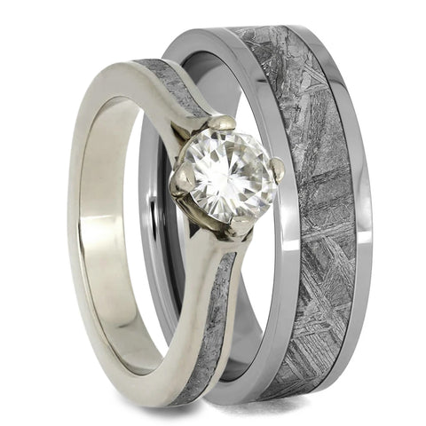 Gibeon Meteorite Wedding Ring Set with White Gold | Jewelry by Johan ...