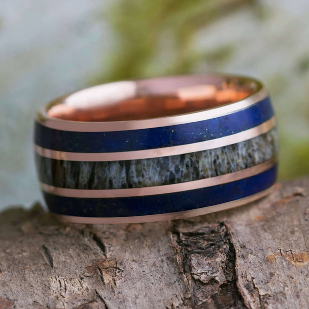 Antler and Lapis Lazuli Ring for Men