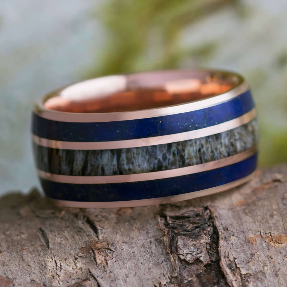 Antler and Lapis Lazuli Ring for Men