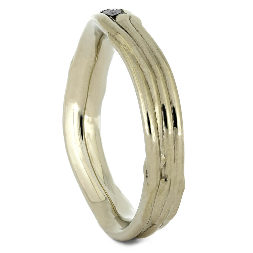 Meteorite Shadow Band with White Gold Branch Design-3783 - Jewelry by Johan