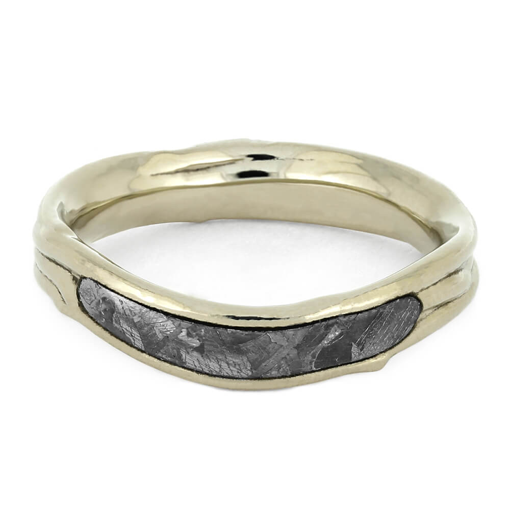 Meteorite Shadow Band with White Gold Branch Design-3783 - Jewelry by Johan