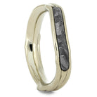 Meteorite Shadow Band with White Gold Branch Design-3783 - Jewelry by Johan