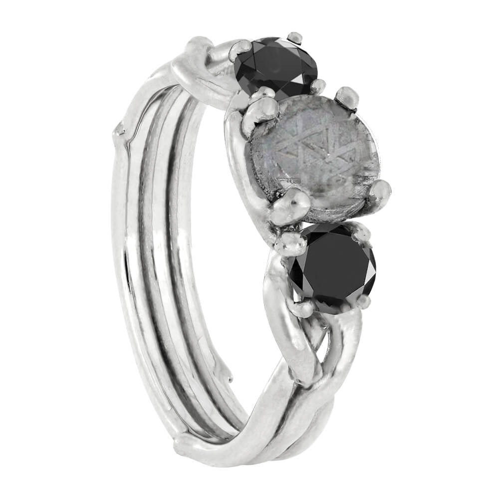 Black Diamond & Meteorite Engagement Ring