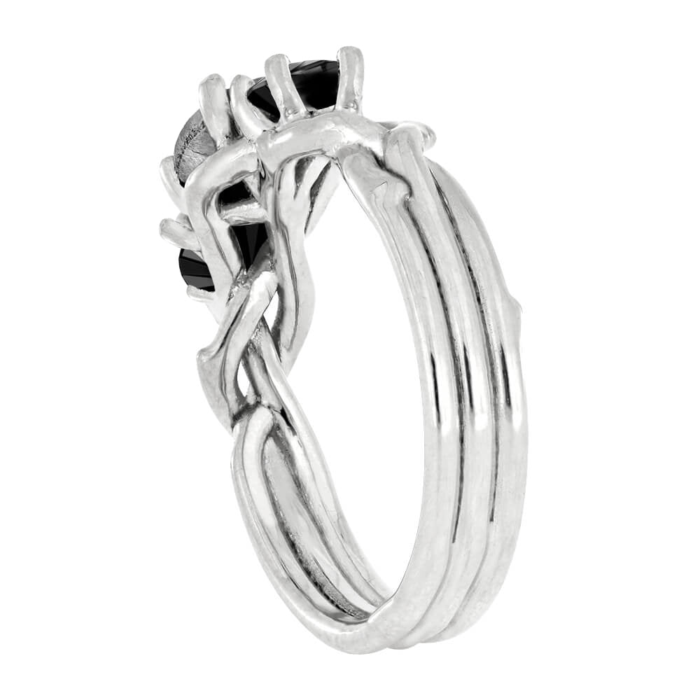 Black Diamond & Meteorite Engagement Ring