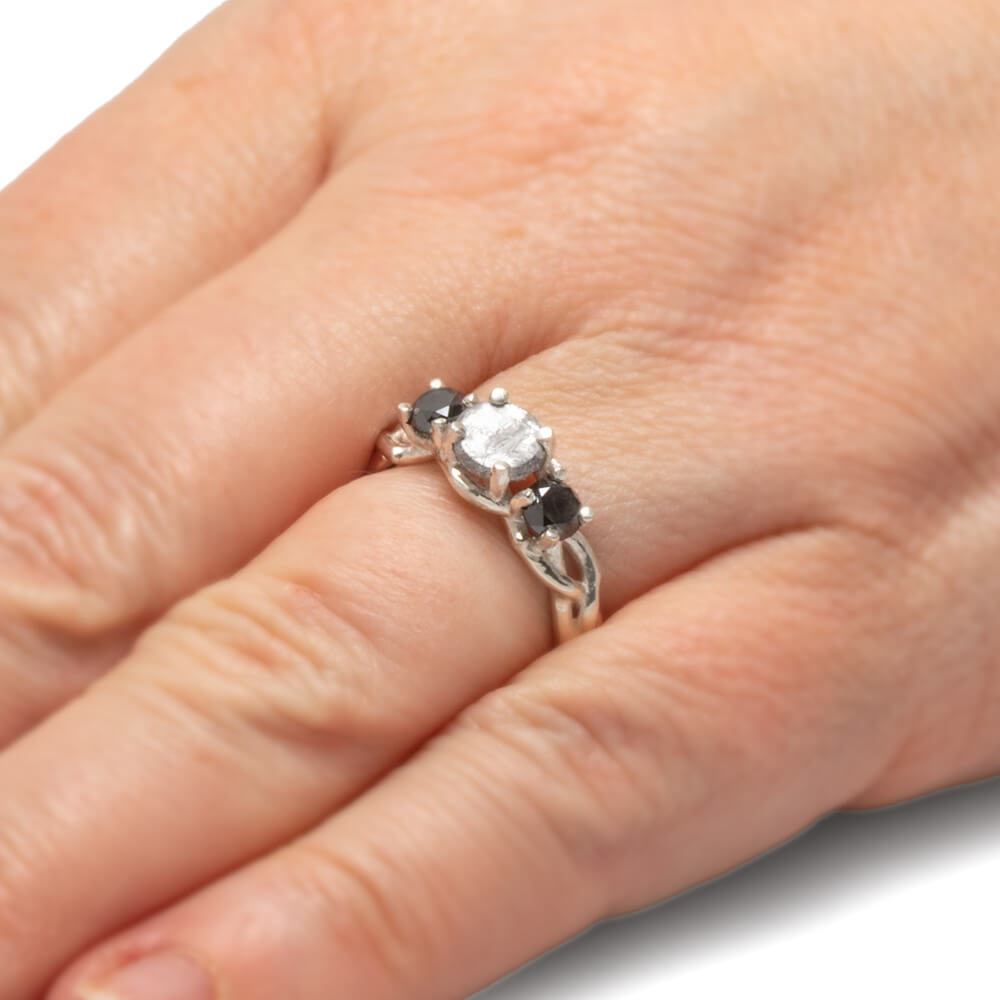 Meteorite and Black Diamond Wedding Band