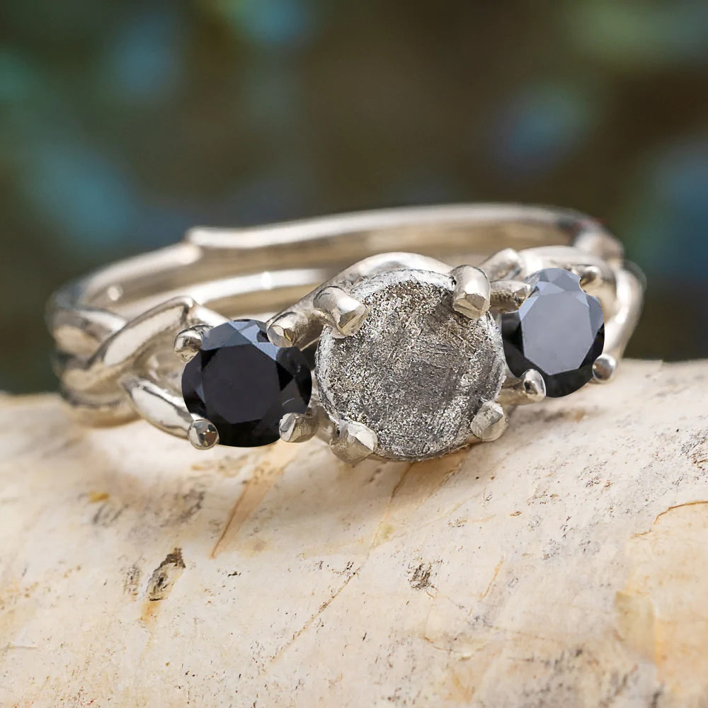 Rough Diamond Engagement Ring With Meteorite | Jewelry by Johan
